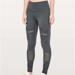 Lululemon Athletica Dark Gray Mix & Mesh Wunder Under Leggings Melanite Size 6